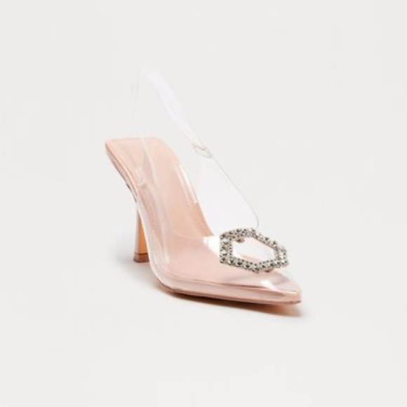 Tess Clear Rhinestone Slingback Pumps - Nude - 6 - Picture 1 of 1
